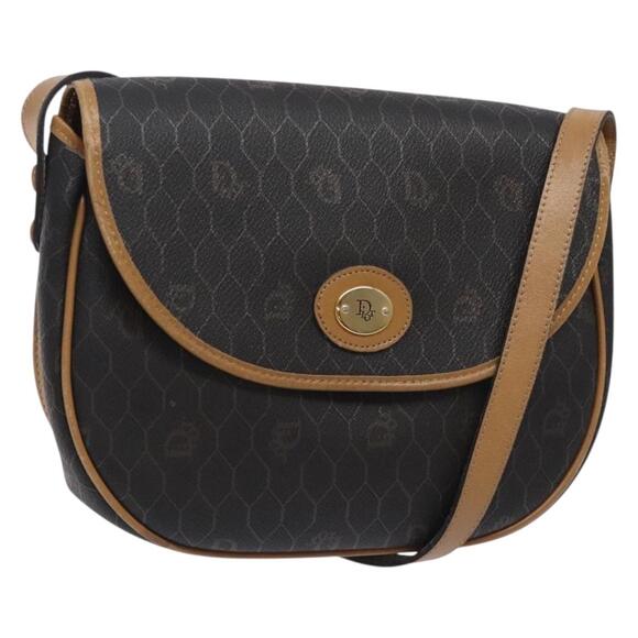 DIOR Honeycomb Canvas Shoulder Bag Pvc Black Gold - Picture 1 of 12